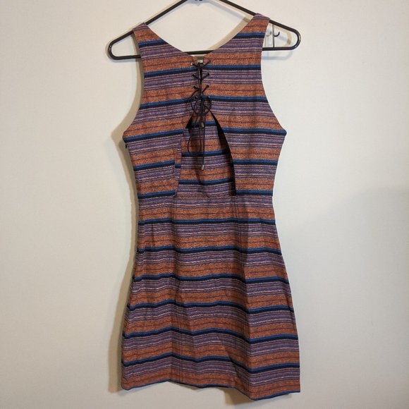 Striped Dress with Lacing on Back - Size Small - Picture 2 of 4